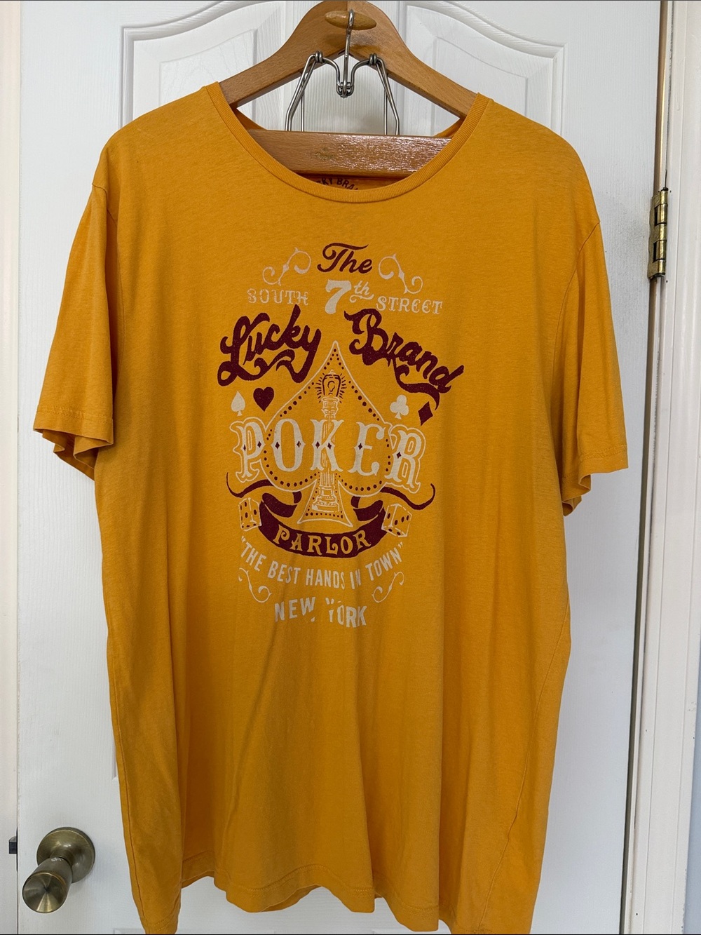 Lucky Brand Mustard Yellow Short-Sleeve Poker Graphic Tee